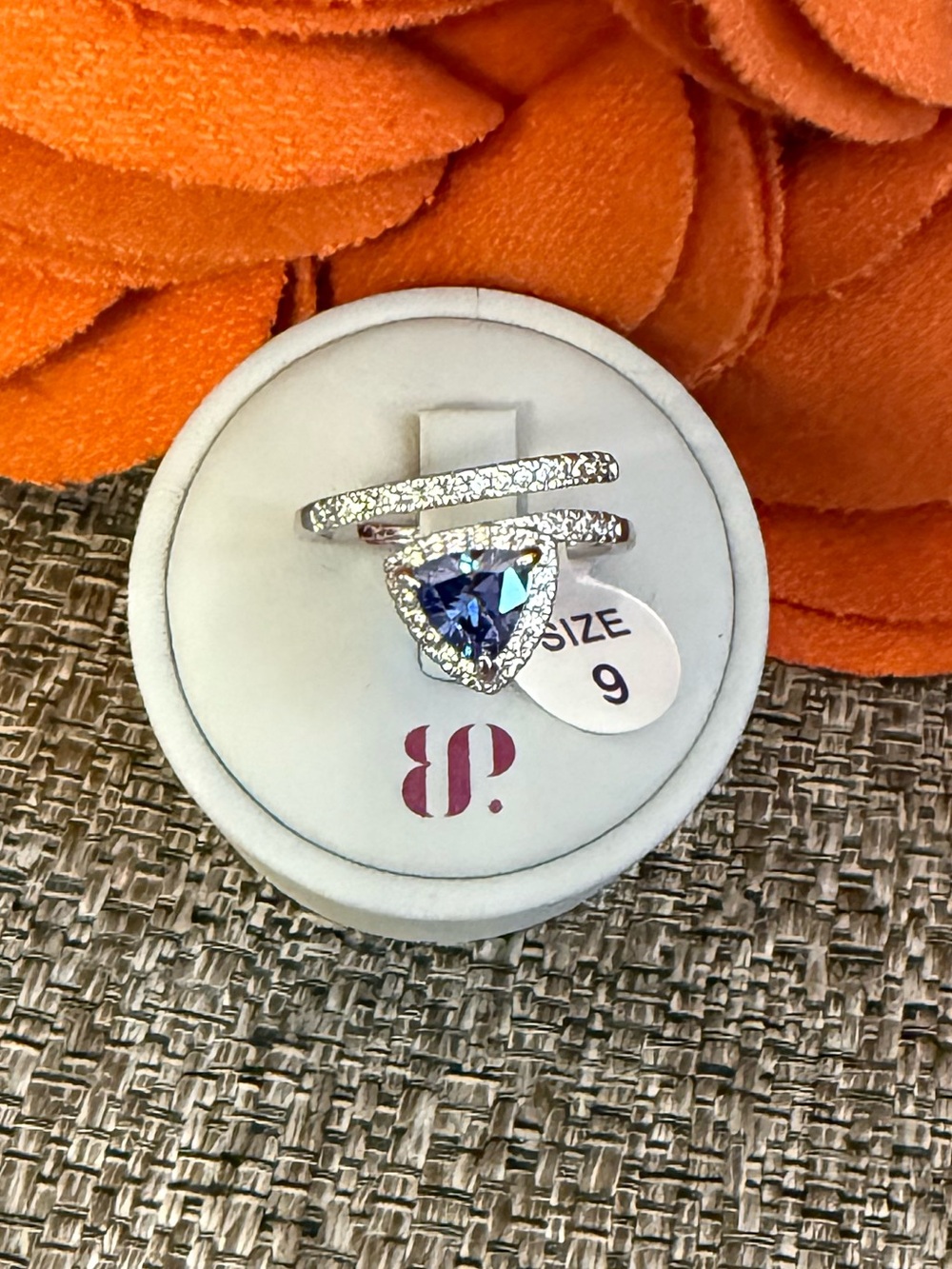 ❣️🆕Bomb Party September 2023 Glitzy Chic Sapphire Rhodium Ring RBP6428 Size 9❣️